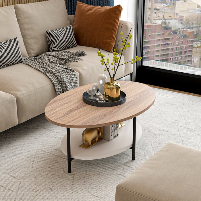 Hanah Home Mesa de Centro Elis Roble y Blanco